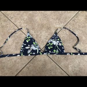 Dark blue floral bikini top